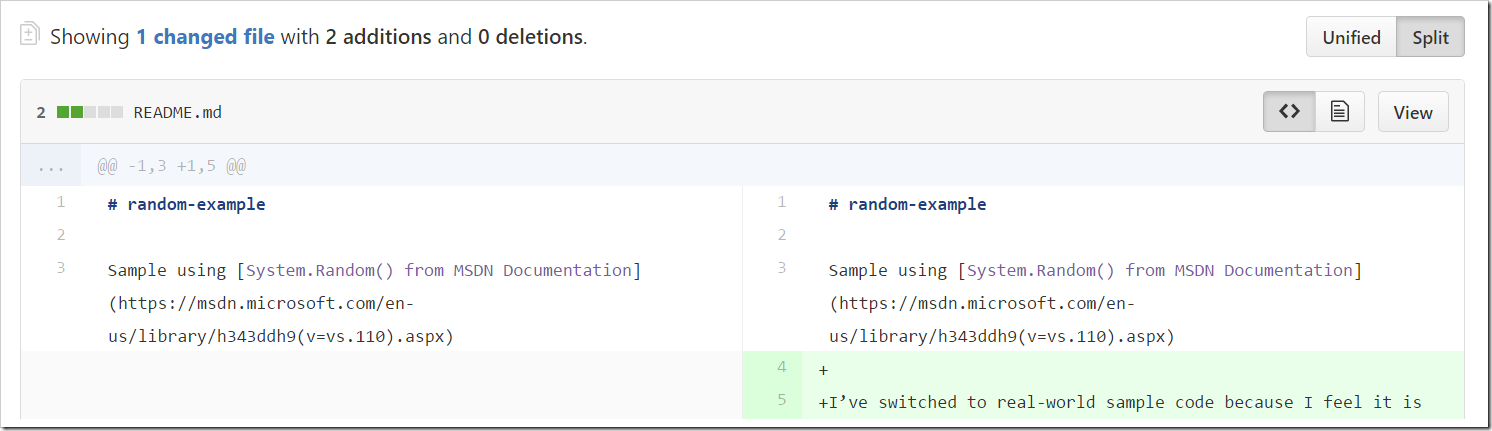 viewing latest diff of readme as source