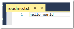 readme.txt file opened in Visual Studio