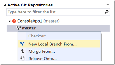 New Local Branch From... command in Team Explorer - Branches