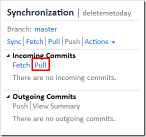 Pull incoming commits into local master branch