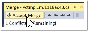 Accept Merge button at the top of merge tool
