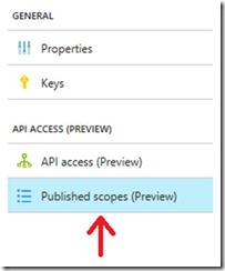 General - API Access - Published scopes