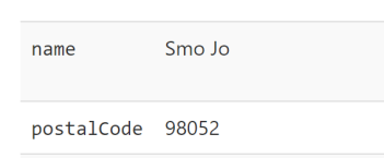 Display name claim Smo Jo and postalCode claim 98052