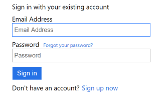 Sign in with local account screen